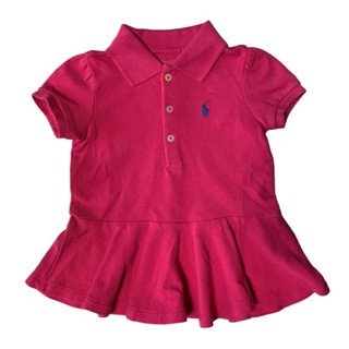 Polo Ralph Lauren เสื้อคอปก เด็กbaby เด็กผู้หญิง สีชมพูเข้ม ระบายชาย