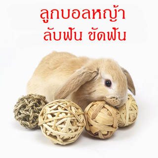 ลูกบอลหญ้า ของเล่นสัตว์ฟันแทะ ลับฟัน ขัดฟัน หญ้าทะเล ผักตบชวา หวาย กระต่าย ชินชิลล่า แกสบี้ ชุด2ลูก