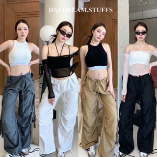 💫พร้อมส่ง💫Basic cargo pant • กางเกงคาโก้ ผ้าไนลอน สุดฮิต🔥 รุ่นนี้ตัวใหญ่มาก มีกระเป๋าใช้งานได้จริง เอวรูดปรับขนาดได้