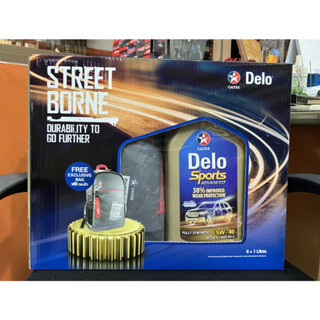 CALTEX Delo® Sports Advanced Fully Synthetic SAE 5W-40 API CK-4 ขนาด 7 ลิตรพร้อมเป้สะพายหลัง