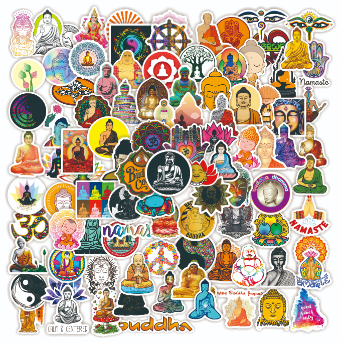 💥พร้อมส่ง💥Buddha Sticker 100pcs เณรน้อย พระสงฆ์ พระสังกัจจายน์ พระพุทธเจ้า เทพเจ้าไฉ่ซิ่งเอี้ยสติกเกอร์กันน้ำ