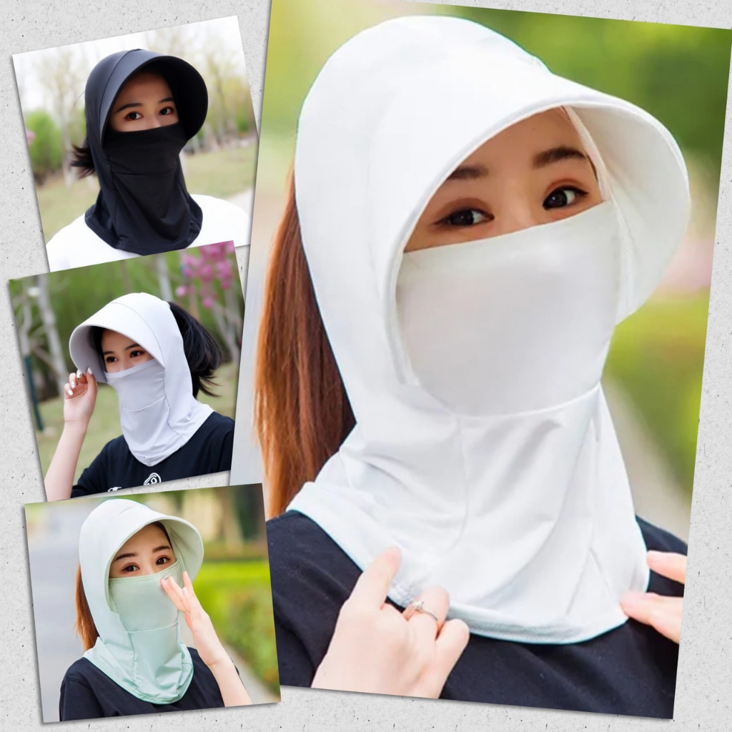 🚀 โม่ง หมวก กันแดด โม่งคลุมหัว รุ่นผ้าลื่น แบบมีหมวกบังแสง ผ้าลดอุณหภูมิ ใส่แล้วเย็น หมวกโม่ง กันแดด UV กันฝุ่น 🚀