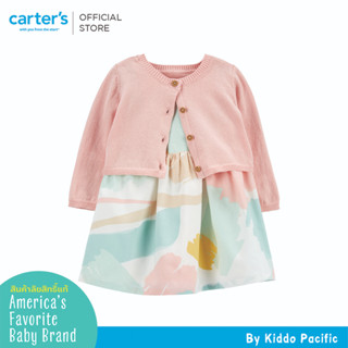 CARTERS 2PC DRESS SET MULTI PRINT คาร์เตอร์ชุดบอดี้สูทเดรสเด็กผู้หญิง และเสื้อคาร์ดิแกน เซต 2 ชิ้น L10