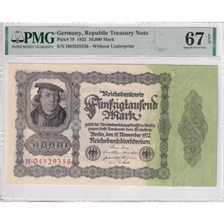 Germany 50000 Mark 1922 P 79 Superb Gem UNC PMG 67 EPQ