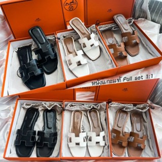 ✔️พร้อมส่ง✔️ รองเท้าแตะH Sandal หนังแกะแท้ พื้นนิ่ม งานoriginal1:1 full set ถุงผ้า+กล่อง+ถุงกระดาษ+ใบเสร็จ