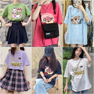 MCTB021 ✈ Oversize ✈ เสื้อยืด Oversize คอกลมแขนสั้น สกรีนลายการ์ตูนสวยๆผู้หญิง เสื้อยืดราคาถูก เนื้อผ้านิ่มดี ใส่สบาย