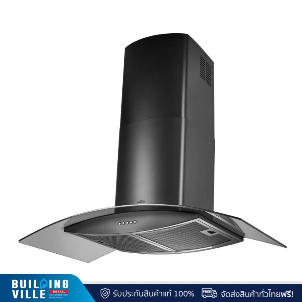 [ส่งฟรี!!] MEX เครื่องดูดควันกระโจมกระจกโค้ง สีดำ  รุ่น KV737B90