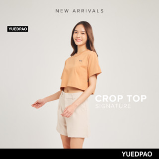 Yuedpao No.1 เสื้อยืดSignature Crop Summer ผ้าหนาทรงสวย ยับยากรีดง่าย รับประกันไม่ย้วย 2 ปี เสื้อครอป สี  Sunrise