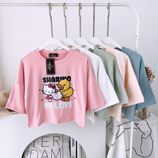 เสื้อครอปลายคิตตี้ อก 32-40นิ้ว 🛍️พร้อมส่ง ป้ายT-Shop