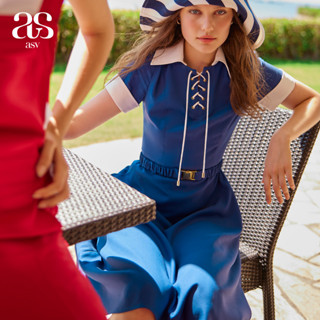 [asv ss23] Susan Sailor Dress เดรสโปโล แขนสั้น แต่งคอปก แต่งคาดเข็มขัด แต่งผูกเชือกด้านหน้า