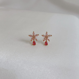 173-littlegirl gifts- Pink diamond flower earrings 925