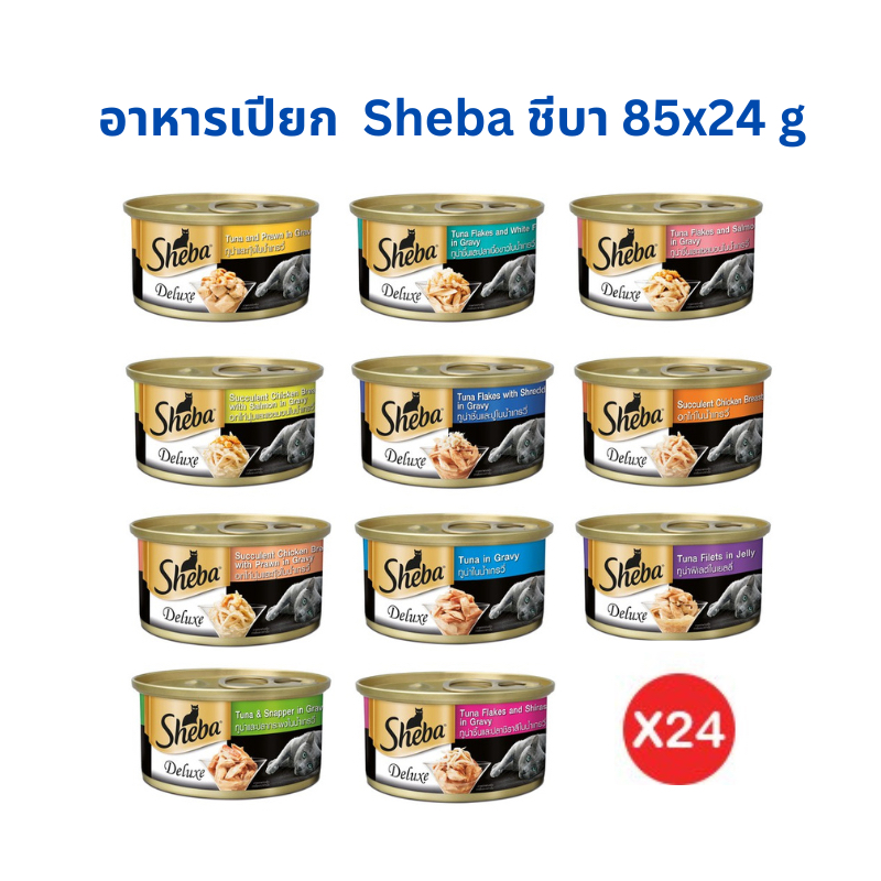 (แพ็คเกจเดิม) อาหารแมวเปียก ชีบา Sheba  แบบกระป๋อง 85gx24 ยกลัง