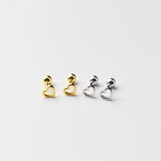 139-littlegirl gifts-Heart Piercing silver s925 จิวเงินแท้925 รูปหัวใจ(ราคาต่อชิ้น)