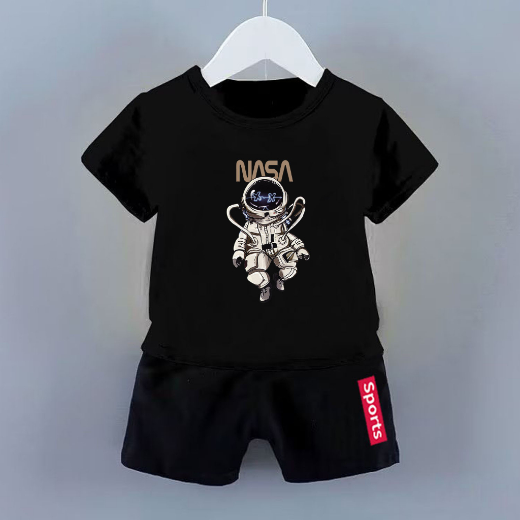 KFC-880402 ชุดเซ็ต2ชิ้นสำหรับเด็ก เสื้อยืดคอกลมแขนสั้น เสื้อผ้าเด็กชาย ลายนักบินอวกาศ SET NASA