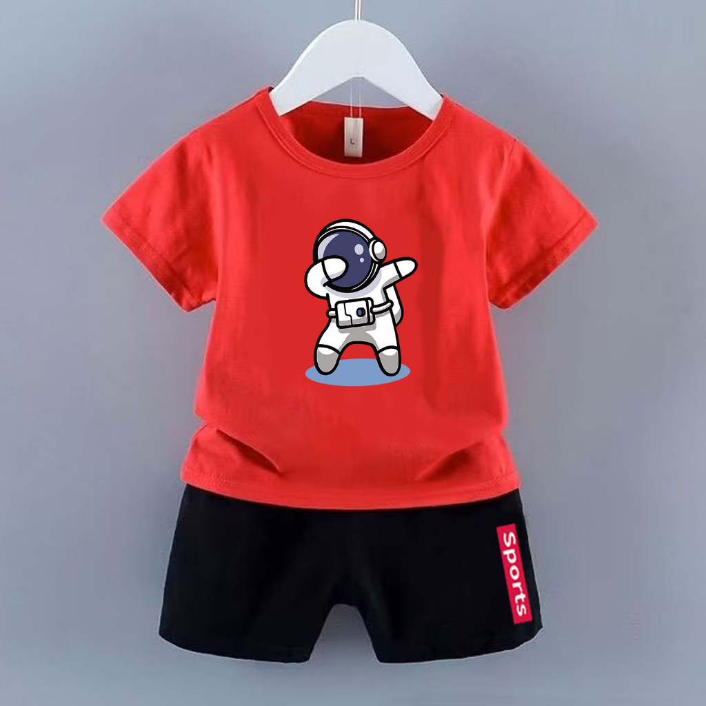 KFC-880502 ชุดเซ็ต2ชิ้นสำหรับเด็ก เสื้อยืดคอกลมแขนสั้น เสื้อผ้าเด็กชาย ลายนักบินแด๊ป SET DAB