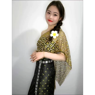 เครืองประดับโบราณเข็มขัดดอกไม้อีสานชุดล้านนาไทหัวเข็มขัดเงินโบราณสีทองthai belts