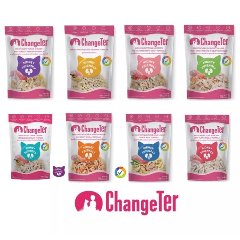 Changeter อาหารเปียกแมว 55g. "อร่อย ไม่ทำร้ายไต"