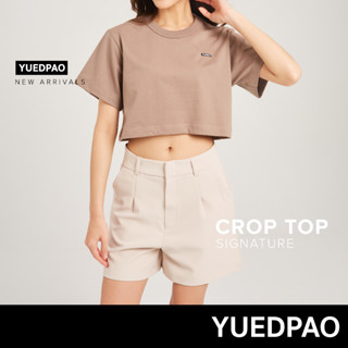 Yuedpao No.1 เสื้อยืดSignature Crop Summer ผ้าหนาทรงสวย ยับยากรีดง่าย รับประกันไม่ย้วย 2 ปี เสื้อครอป สี  Walnut