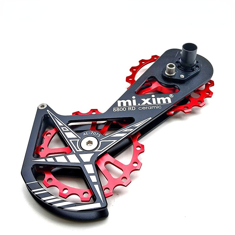 Mi.xim ขาแต่งตีนผีจักรยาน Shimano พุลเล่ย์ลูกกลิ้งเซรามิค 18/18 ฟัน รองรับ SHIMANO Tiagra/105/ultegr