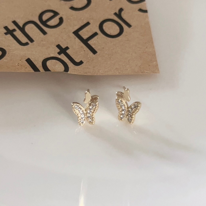 246-Littlegirt gifts- little butterfly diamond earrings