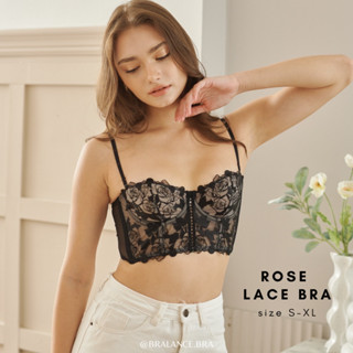 ️ใส่โค้ด BRALSEP2 ลดทันที 45.- BL016 Rose lace bra บราลูกไม้ ลายดอกกุหลาบ ปรับตะขอได้ 3 ระดับ