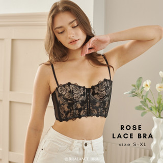 ️ใส่โค้ด BRALSEP2 ลดทันที 45.- BL016 Rose lace bra บราลูกไม้ ลายดอกกุหลาบ ปรับตะขอได้ 3 ระดับ