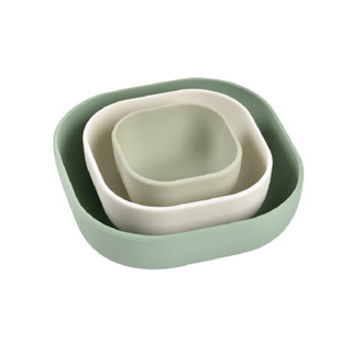 BEABA ชุดชามซิลิโคน 3 ชิ้น Set of 3 Silicone Stackable Bowls (Frosty Green/Cotton/ Misty Green)