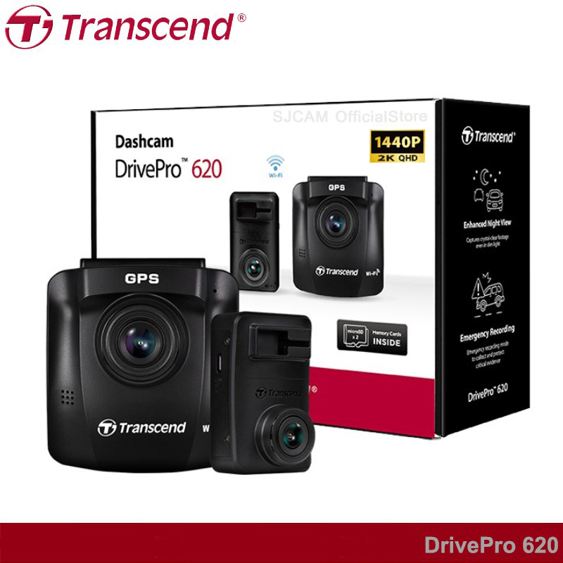 Transcend DrivePro 620 Dual Camera Dashcam 2K  ฟรี Memory High Endurance 64gb 2 ชิ้น กล้องติดรถยนต์ 