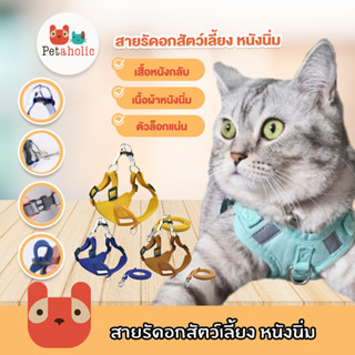 Petaholic (CE02) สายรัดอกสัตว์เลี้ยง หนังนิ่ม สายจูงแมว สายจูงสุนัข สายรัดอก Suede Pet Harness