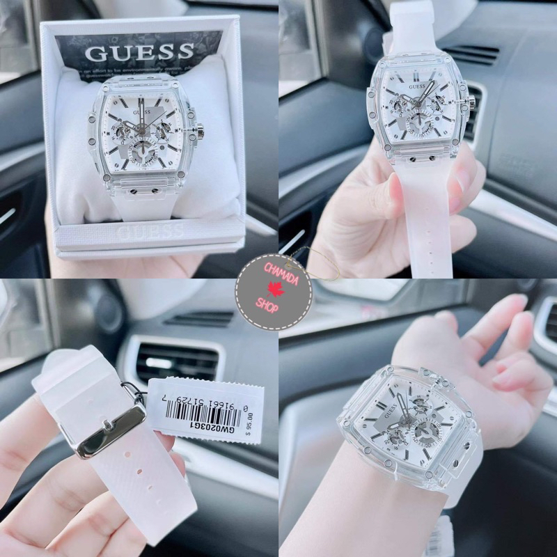 GUESS Transparent And Silver-Tone Multifunction Watch🤍🤍แท้💯