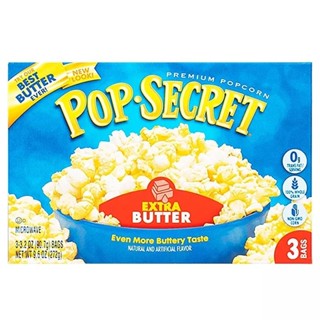 💥ค่าส่งถูก💥Pop Secret ป็อปซีเคร็ทรส EXTRA BUTTER รสเนย เข้มข้นพิเศษ เมล็ดข้าวโพดดิบ สำหรับไมโครเวฟ 270 กรัม