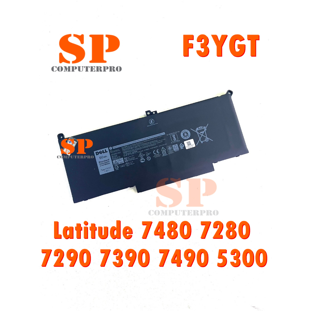DELL BATTERY แบตเตอรี่ของแท้ DELL Dell Latitude 7480 7280 7290 7390 7490 5300 Model:F3YGT