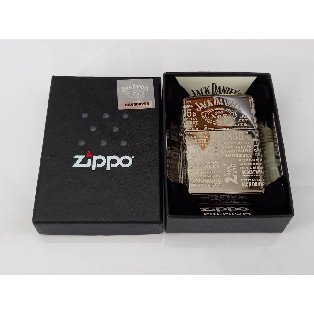 ZIPPO 80913  JACK DANIEL'S  ZIPPO PREMIUM  BLACK ICE LASER ENGRAVE   ผิวแบล็คไอร  ลายแบบเลเซอร รอบตั