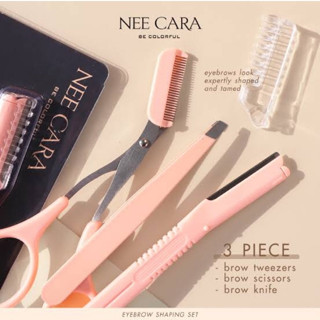 NEE CARA EYEBROW SHAPING SET นีคาร่า เซตจัดแต่งทรงคิ้ว ที่กันคิ้ว 3ชิ้น/ชุด ชุดกรรไกรพร้อมหวีตัดแต่งขนคิ้ว