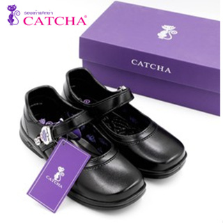 ราคารองเท้านักเรียนหญิง Catcha หนัง PVC นุ่ม สีดำ ไซส์ 30-42