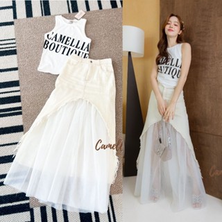 Camellia เซ็ตเสื้อกล้ามกระโปรงยีนส์ ชุดใส่เที่ยวคาฟ่