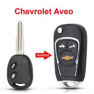 กุญแจพับ Chevrolet Aveo แบบ 2 ปุ่ม พร้อมโลโก้ด้านหน้าและด้านหลัง **ส่งฟรี Kerry **