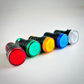 ไพลอตแลมป์ ไฟตู้คอนโทรล 220V 24V  22mm Pilot lamp LED  สีแดง สีเขียว สีเหลือง สีน้ำเงิน สีขาว