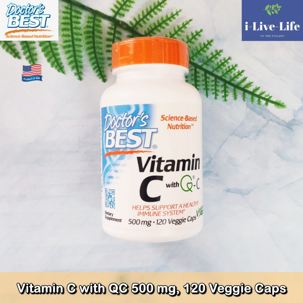 10% OFF ราคา Sale!! EXP12/2024 Doctor's Best -  Vitamin C with QC 500 mg, 120 Veggie Caps วิตามินซี คิว-ซี