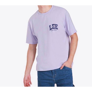 LEE  เสื้อยืดสีม่วงอ่อนผู้ชาย ผ้านุ่มใส่สบาย ของแท้จากShop 100%