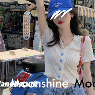 Moon เสื้อครอป เสื้อแฟชั่นผู้หญิง y2k สีพื้น สําหรับผู้หญิง ใส่ไปคลับ ปาร์ตี้ 2023 NEW 23022507