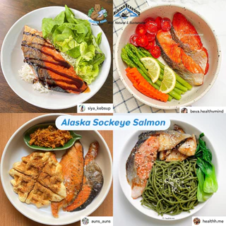 ปลาแซลมอนซอกอาย อลาสก้า ปลาแช่แข็ง 120g | Alaska King ปลาทะเลธรรมชาติ Salmon Sockeye เนื้อลีน สด