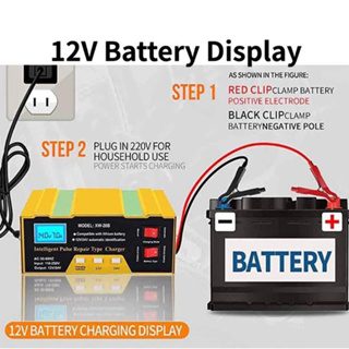 เครื่องชาร์จแบตเตอรี่รถยนต์ 12V เครื่องชาร์จซ่อมแซมชีพจรอัจฉริยะพร้อมจอแสดงผลดิจิตอลสำหรับแบตเตอรี่รถยนต์แบตเตอรี่รถจักร