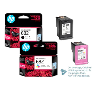 HP 682 Tri-color / Black Original Ink Advantage Cartridge (3YM77AA / 3YM76AA)
