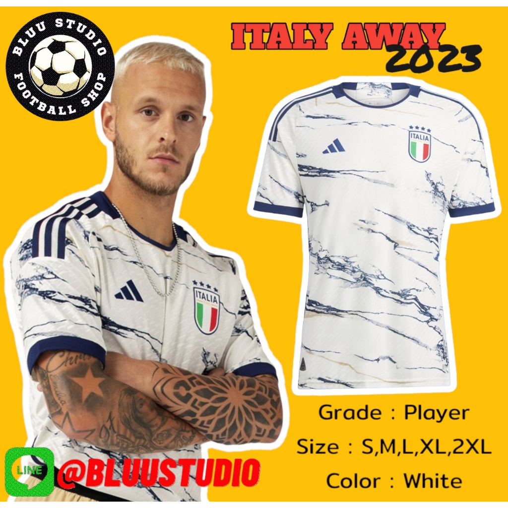 bluu⚽ พร้อมส่งจากไทย 🇹🇭 เสื้อบอล Player ทีมชาติ อิตาลีเยือน สีขาว ฤดูกาล 2023 Italy Away Jersey 2023 Player Version