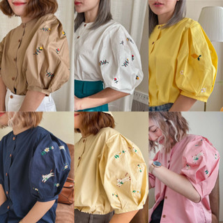 katji / (ดูCODEส่วนลดหน้าร้าน) พร้อมส่งJuliet Blouse แขนพองปักลาย