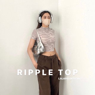 Lalapis | RIPPLE TOP🦋 เสื้อซีทรูแขนสั้นลายคลื่นกราฟฟิก