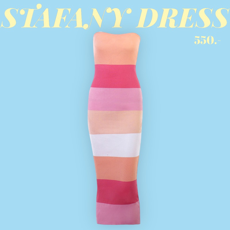 Stafany Dress เดรสเกาะอกผ้าknitting ราคา ถูกที่สุด ดีลบีเคเค แกลเลอรีภาพที่ 9