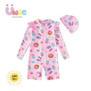 Uwae ชุดว่ายน้ำเด็ก ชุดว่ายน้ำเด็กหญิงกันยูวี Sweet Pink รุ่น UV300