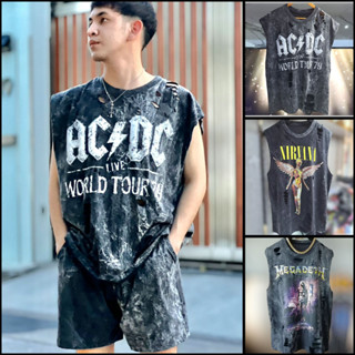 เสื้อขาด เสื้อแขนกุดลายวง อก44" ยาว28" ผ้าฟอกคอตตอน